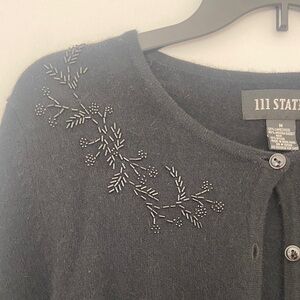 Vintage Lambswool and Angora Rabbit Blend Embroidered Cardigan